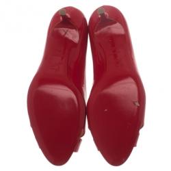 مملوكة مسبقًا حذاء كعب عالي كريستيان لوبوتان كروازيت متقاطع أحمر لامع مقاس 38.5