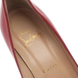 مملوكة مسبقًا حذاء كعب عالي كريستيان لوبوتان كروازيت متقاطع أحمر لامع مقاس 38.5