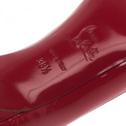 مملوكة مسبقًا حذاء كعب عالي كريستيان لوبوتان كروازيت متقاطع أحمر لامع مقاس 38.5