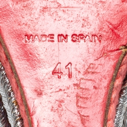 Pre Owned Christian Louboutin Multicolor Fabric Wedge Platform Sandals Size 41