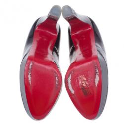 Pre Owned Christian Louboutin Burgundy Patent Filter Platform Pumps Size 38.5