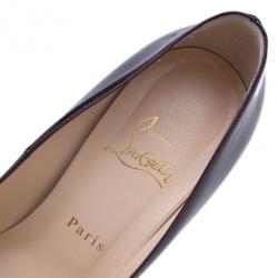 Pre Owned Christian Louboutin Burgundy Patent Filter Platform Pumps Size 38.5