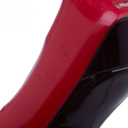 Pre Owned Christian Louboutin Burgundy Patent Filter Platform Pumps Size 38.5