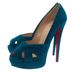 مملوكة مسبقًا Christian Louboutin Blue Suede Aborina Platform Pumps Size 40