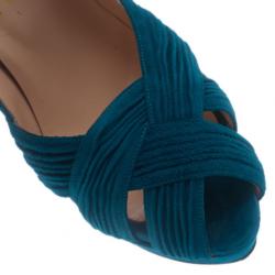 مملوكة مسبقًا Christian Louboutin Blue Suede Aborina Platform Pumps Size 40