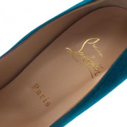 مملوكة مسبقًا Christian Louboutin Blue Suede Aborina Platform Pumps Size 40