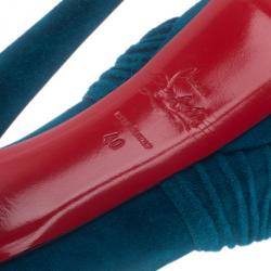 مملوكة مسبقًا Christian Louboutin Blue Suede Aborina Platform Pumps Size 40