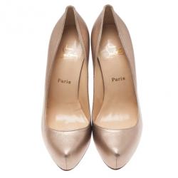 مملوكة مسبقًا حذاء كعب عالي كريستيان لوبوتان رولاندو جلد ميتاليك مقاس 38.5