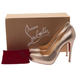 مملوكة مسبقًا حذاء كعب عالي كريستيان لوبوتان رولاندو جلد ميتاليك مقاس 38.5
