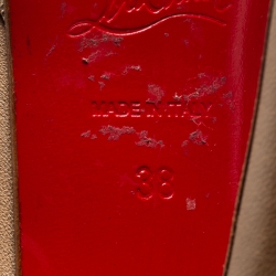 Pre Owned Christian Louboutin Beige Leather Madame Butterfly Ankle Booties Size 38