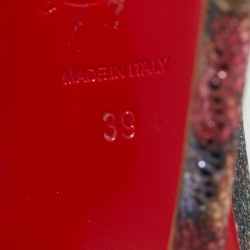 Pre Owned Christian Louboutin Multicolor Floral Print Coarse Glitter So Kate Pumps Size 39