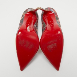 Pre Owned Christian Louboutin Multicolor Floral Print Coarse Glitter So Kate Pumps Size 39