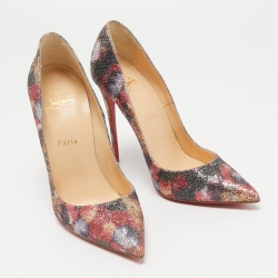 Pre Owned Christian Louboutin Multicolor Floral Print Coarse Glitter So Kate Pumps Size 39