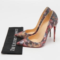 Pre Owned Christian Louboutin Multicolor Floral Print Coarse Glitter So Kate Pumps Size 39