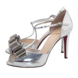 مملوكة مسبقًا صندل كريستيان لوبوتان أركيديسكو سير حرف T فضي مقاس 37