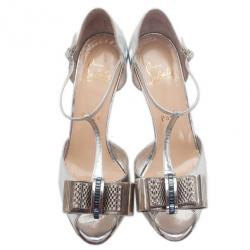 مملوكة مسبقًا صندل كريستيان لوبوتان أركيديسكو سير حرف T فضي مقاس 37