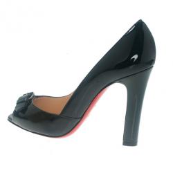Pre Owned Christian Louboutin Green Patent Open Belt Peep Toe Pumps Size 40