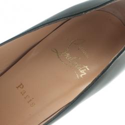 Pre Owned Christian Louboutin Green Patent Open Belt Peep Toe Pumps Size 40