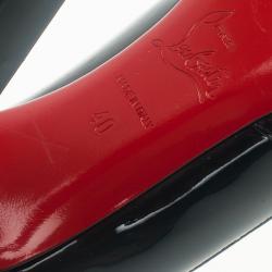 Pre Owned Christian Louboutin Green Patent Open Belt Peep Toe Pumps Size 40