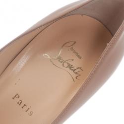 مملوكة مسبقًا Christian Louboutin Nude Patent Troca Peep Toe Platform Pumps Size 41