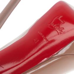 مملوكة مسبقًا Christian Louboutin Nude Patent Troca Peep Toe Platform Pumps Size 41