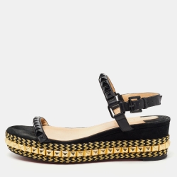 Christian Louboutin Black Leather Pira Ryad 60 Studded Ankle Strap