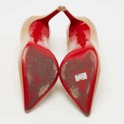 Pre Owned Christian Louboutin Beige Patent Leather Pigalle Pumps Size 38