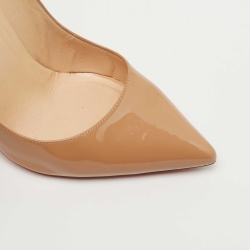 Pre Owned Christian Louboutin Beige Patent Leather Pigalle Pumps Size 38