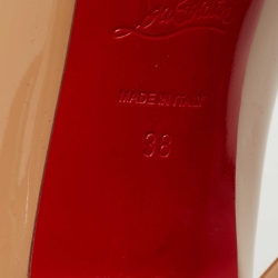 Pre Owned Christian Louboutin Beige Patent Leather Pigalle Pumps Size 38