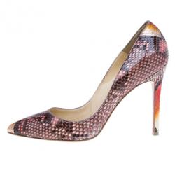 مملوكة مسبقًا Christian Louboutin Metallic Python Pesce Pigalle Pumps Size 38