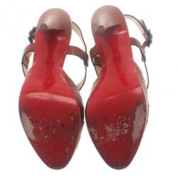 Pre Owned Christian Louboutin Brown Leather City Girl Platform Sandals Size 39