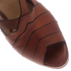 Pre Owned Christian Louboutin Brown Leather City Girl Platform Sandals Size 39