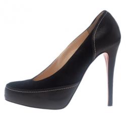 مملوكة مسبقًا Christian Louboutin Black Suede and Leather Defil Pumps Size 39.5