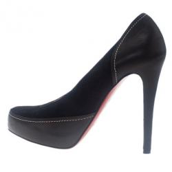 مملوكة مسبقًا Christian Louboutin Black Suede and Leather Defil Pumps Size 39.5