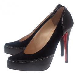 مملوكة مسبقًا Christian Louboutin Black Suede and Leather Defil Pumps Size 39.5