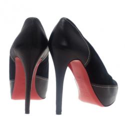 مملوكة مسبقًا Christian Louboutin Black Suede and Leather Defil Pumps Size 39.5