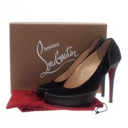 مملوكة مسبقًا Christian Louboutin Black Suede and Leather Defil Pumps Size 39.5