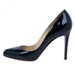 مملوكة مسبقًا حذاء كريستيان لوبوتان فيفي جلد لامع أسود مقاس 38.5