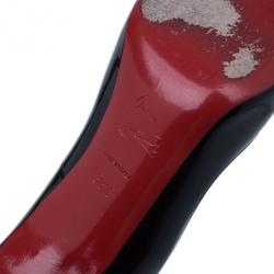 مملوكة مسبقًا حذاء كريستيان لوبوتان فيفي جلد لامع أسود مقاس 38.5