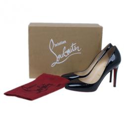 مملوكة مسبقًا حذاء كريستيان لوبوتان فيفي جلد لامع أسود مقاس 38.5