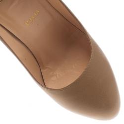 مملوكة مسبقًا حذاء كريستيان لوبوتان مس كليشي كعب مرتفع جلد بيج مقاس 39