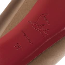 مملوكة مسبقًا حذاء كريستيان لوبوتان مس كليشي كعب مرتفع جلد بيج مقاس 39