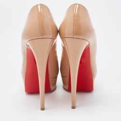 مملوكة مسبقًا Christian Louboutin Beige Patent Leather Lady Peep Pumps Size 36
