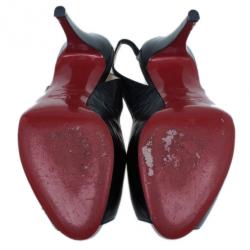 Pre Owned Christian Louboutin Black Leather N°Prive Slingback Sandals Size 38.5