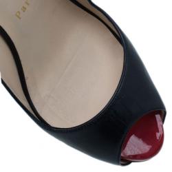 Pre Owned Christian Louboutin Black Leather N°Prive Slingback Sandals Size 38.5