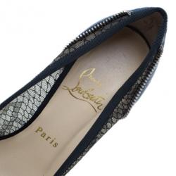 Pre Owned Christian Louboutin Blue and Black Candy Spiked Pumps Size 37