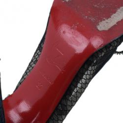 Pre Owned Christian Louboutin Blue and Black Candy Spiked Pumps Size 37