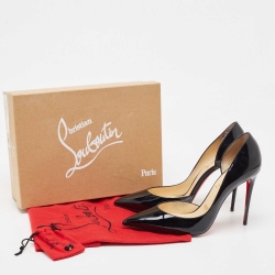 Pre Owned Christian Louboutin Black Patent Leather Iriza Pumps Size 40