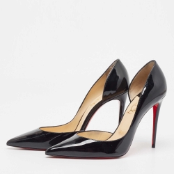 Pre Owned Christian Louboutin Black Patent Leather Iriza Pumps Size 40