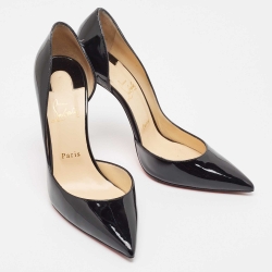 Pre Owned Christian Louboutin Black Patent Leather Iriza Pumps Size 40